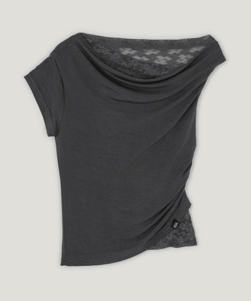 GROWHIDE(グロウハイド)の「アルロードレースレイヤードシャーリングTシャツ_チャコール(Tシャツ/カットソー・レディース・チャコールグレー・FREE)」の6枚目の写真