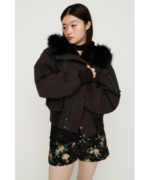 SLY(スライ)の「【WEB限定カラーあり】COMPACT N2-B FLIGHT JK コンパクトエヌツービーフライトジャケット 秋服 冬服(ブルゾン・レディース・カーキ/キャメル/ライトベージュ/ライトブラック・FREE)」の5枚目の写真
