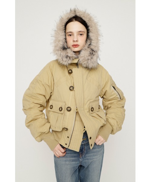 SLY(スライ)の「【WEB限定カラーあり】COMPACT N2-B FLIGHT JK コンパクトエヌツービーフライトジャケット 秋服 冬服(ブルゾン・レディース・カーキ/キャメル/ライトベージュ/ライトブラック・FREE)」の18枚目の写真