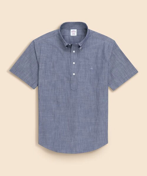 BROOKS BROTHERS(ブルックスブラザーズ)の「コットンシャンブレー GFロゴ ショートスリーブ プルオーバーシャツ(シャツ/ブラウス・メンズ・ブラック/ネイビー・MEDIUM/LARGE/SMALL)」の1枚目の写真