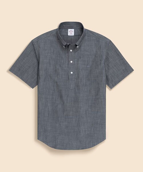 BROOKS BROTHERS(ブルックスブラザーズ)の「コットンシャンブレー GFロゴ ショートスリーブ プルオーバーシャツ(シャツ/ブラウス・メンズ・ブラック/ネイビー・MEDIUM/LARGE/SMALL)」の2枚目の写真