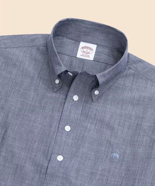 BROOKS BROTHERS(ブルックスブラザーズ)の「コットンシャンブレー GFロゴ ショートスリーブ プルオーバーシャツ(シャツ/ブラウス・メンズ・ブラック/ネイビー・MEDIUM/LARGE/SMALL)」の7枚目の写真