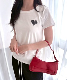 シンプルワンポイント手書きプリント半袖Tシャツ