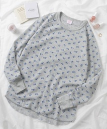 【87】【JEMORGAN/ジェーイーモーガン】花柄 ワッフル クルーネック ロングスリーブ Tシャツ/レディース/ワンマイルウェア/リラックスウェア