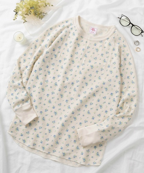 JEMORGAN(ジェーイーモーガン)の「【87】【JEMORGAN/ジェーイーモーガン】花柄 ワッフル クルーネック ロングスリーブ Tシャツ/レディース/ワンマイルウェア/リラックスウェア(Tシャツ/カットソー・レディース・ピンク系/レッド/ベージュ/グレー/ホワイト/ホワイト系/ピンク/ラベンダー/グレー系/ブルー系/ブルー/ブラック/ベージュ系・FREE)」の10枚目の写真