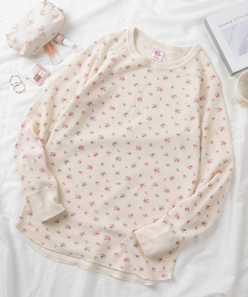 JEMORGAN(ジェーイーモーガン)の「【87】【JEMORGAN/ジェーイーモーガン】花柄 ワッフル クルーネック ロングスリーブ Tシャツ/レディース/ワンマイルウェア/リラックスウェア(Tシャツ/カットソー・レディース・ピンク系/レッド/ベージュ/グレー/ホワイト/ホワイト系/ピンク/ラベンダー/グレー系/ブルー系/ブルー/ブラック/ベージュ系・FREE)」の13枚目の写真