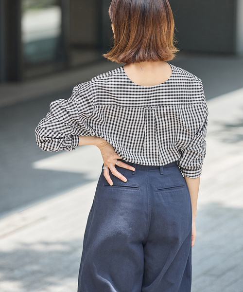 IENA(イエナ)の「《新色/追加》MA/RE/マレ カシュクールシャツ SIGNITURE SH(シャツ/ブラウス・レディース・ブルー/ブラック・FREE)」の7枚目の写真