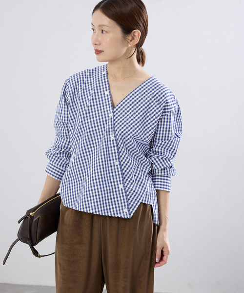 IENA(イエナ)の「《新色/追加》MA/RE/マレ カシュクールシャツ SIGNITURE SH(シャツ/ブラウス・レディース・ブルー/ブラック・FREE)」の12枚目の写真