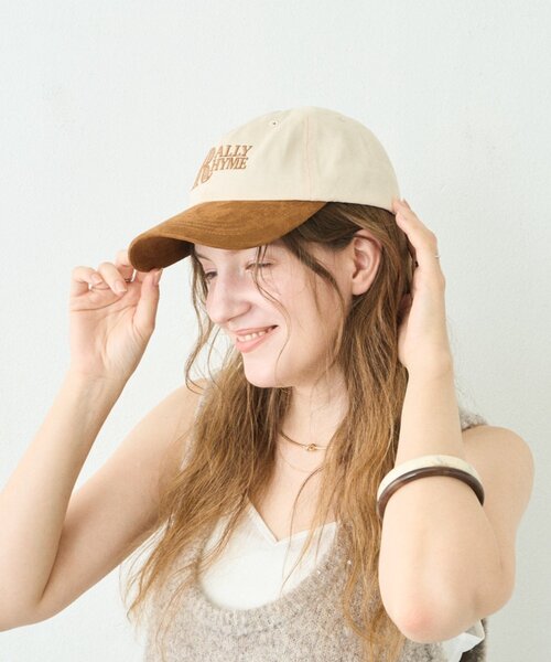 CIAOPANIC TYPY（チャオパニックティピー）の「:スウェード切替ロゴ刺繍キャップ（キャップ・レディース・ブラウン/グリーン/アイボリー・ONE SIZE）」の4枚目の写真