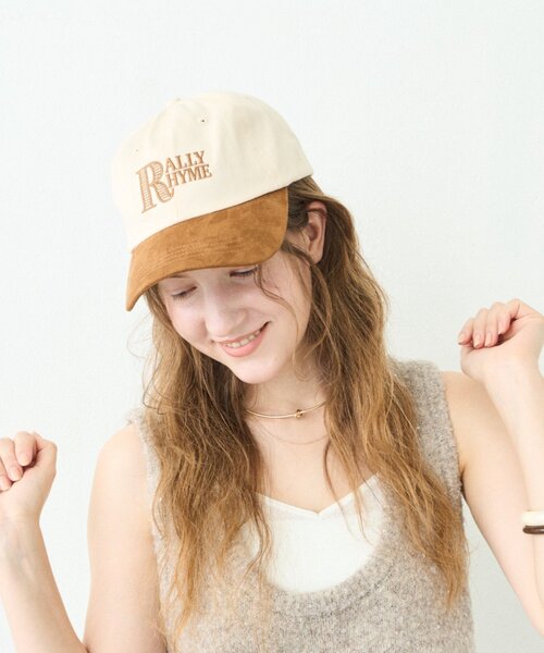 CIAOPANIC TYPY（チャオパニックティピー）の「:スウェード切替ロゴ刺繍キャップ（キャップ・レディース・ブラウン/グリーン/アイボリー・ONE SIZE）」の5枚目の写真