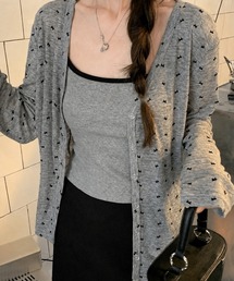 【CANVAS+】リボン柄シアーカーディガン