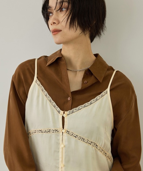 SALON adam et rope'(サロン アダム エ ロペ)の「サテンレースキャミジレ(キャミソール・レディース・キナリ/ブラック・FREE)」の8枚目の写真