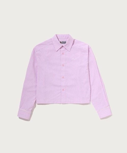 A BATHING APE(アベイシングエイプ)の「BAPE LOGO STRIPE SHIRT #2(シャツ/ブラウス・レディース・ピンク・SMALL)」の1枚目の写真