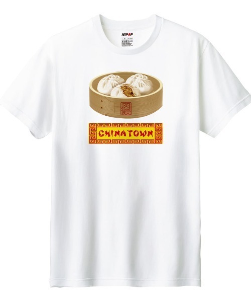 NIPOP(ニポップ)の「NIPOP(ニポップ) 半袖Tシャツ メンズ 肉まん 中華料理 イラスト ロゴ プリント Tシャツ 半袖 カットソー トップス インバウンド お土産 レディース ユニセックス(Tシャツ/カットソー・メンズ・ホワイト/ブラック/ヘザーグレー・XL/L/M/S/XS)」の2枚目の写真