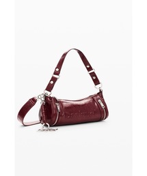 Glossy zip baguette shoulder bag / グロッシィジップバゲットショルダーバッグ