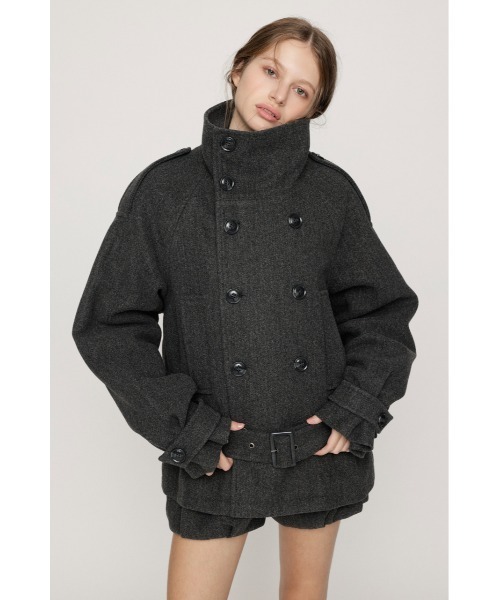 SLY(スライ)の「【AW PRE ORDER 第2弾】OVER STAND PEA COAT オーバースタンドピーコート 冬服 スタンドネック ハイネック(ブルゾン・レディース・ブラック/ベージュ/杢グレー・FREE)」の15枚目の写真
