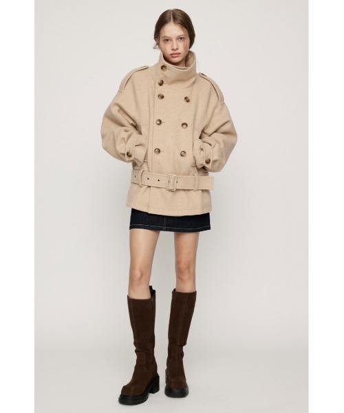 SLY(スライ)の「【AW PRE ORDER 第2弾】OVER STAND PEA COAT オーバースタンドピーコート 冬服 スタンドネック ハイネック(ブルゾン・レディース・ブラック/ベージュ/杢グレー・FREE)」の18枚目の写真