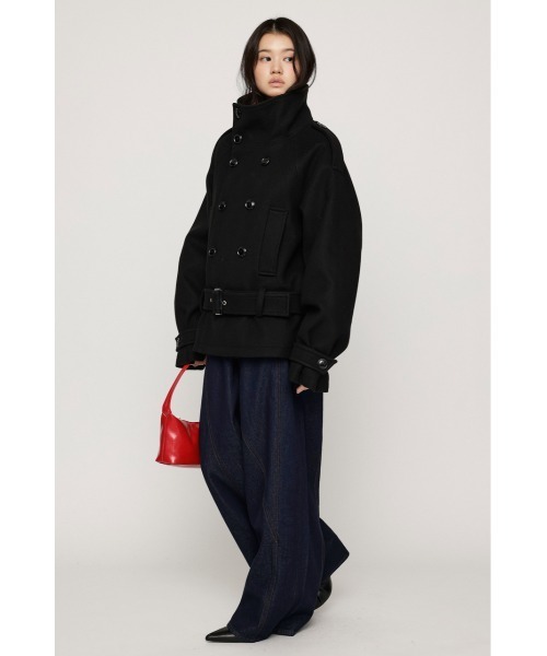 SLY(スライ)の「【AW PRE ORDER 第2弾】OVER STAND PEA COAT オーバースタンドピーコート 冬服 スタンドネック ハイネック(ブルゾン・レディース・ブラック/ベージュ/杢グレー・FREE)」の5枚目の写真