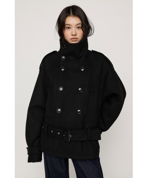 SLY(スライ)の「【AW PRE ORDER 第2弾】OVER STAND PEA COAT オーバースタンドピーコート 冬服 スタンドネック ハイネック(ブルゾン・レディース・ブラック/ベージュ/杢グレー・FREE)」の8枚目の写真