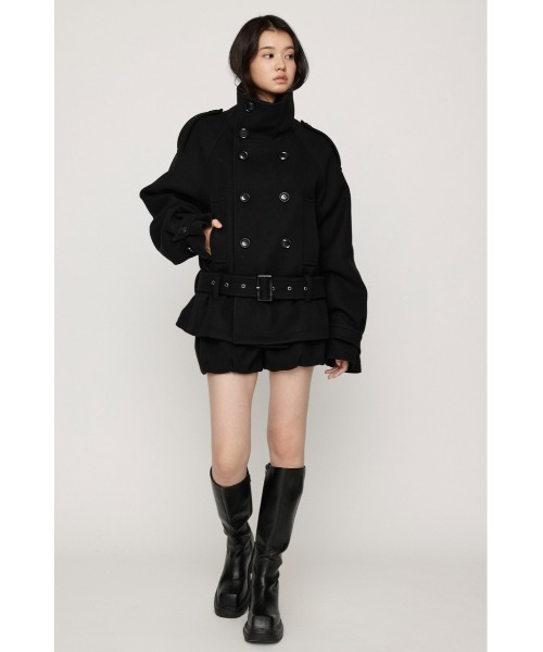 SLY(スライ)の「【AW PRE ORDER 第2弾】OVER STAND PEA COAT オーバースタンドピーコート 冬服 スタンドネック ハイネック(ブルゾン・レディース・ブラック/ベージュ/杢グレー・FREE)」の10枚目の写真