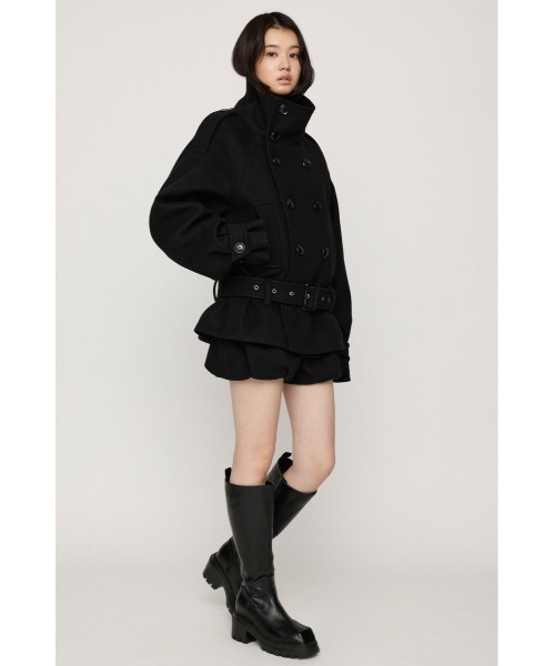 SLY(スライ)の「【AW PRE ORDER 第2弾】OVER STAND PEA COAT オーバースタンドピーコート 冬服 スタンドネック ハイネック(ブルゾン・レディース・ブラック/ベージュ/杢グレー・FREE)」の11枚目の写真