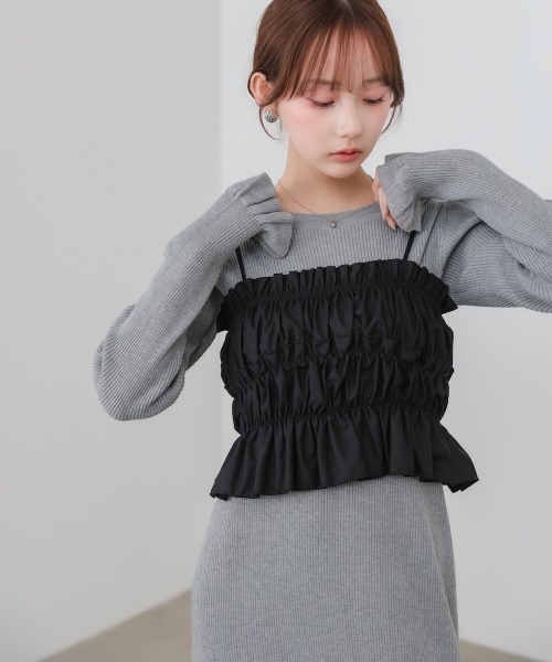 Bab（バブ）の「【選べるサイズ展開】ビスチェSETニットワンピース（ワンピース・レディース・杢グレー/ブラック/アイボリー・MEDIUM/SMALL）」の4枚目の写真