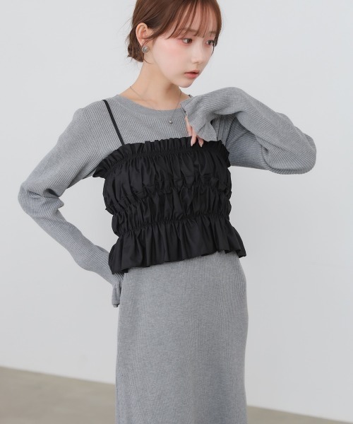 Bab（バブ）の「【選べるサイズ展開】ビスチェSETニットワンピース（ワンピース・レディース・杢グレー/ブラック/アイボリー・MEDIUM/SMALL）」の5枚目の写真