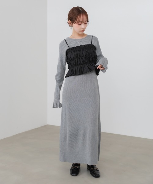 Bab（バブ）の「【選べるサイズ展開】ビスチェSETニットワンピース（ワンピース・レディース・杢グレー/ブラック/アイボリー・MEDIUM/SMALL）」の6枚目の写真
