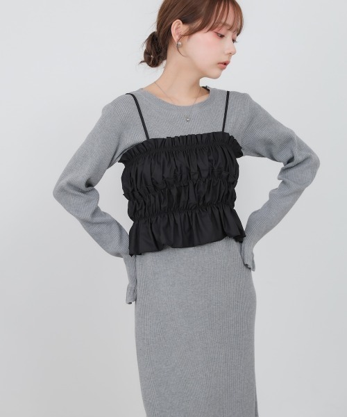 Bab（バブ）の「【選べるサイズ展開】ビスチェSETニットワンピース（ワンピース・レディース・杢グレー/ブラック/アイボリー・MEDIUM/SMALL）」の9枚目の写真