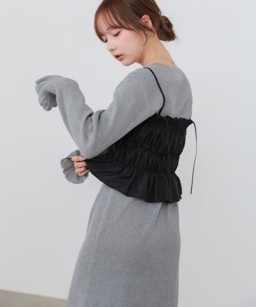 Bab（バブ）の「【選べるサイズ展開】ビスチェSETニットワンピース（ワンピース・レディース・杢グレー/ブラック/アイボリー・MEDIUM/SMALL）」の10枚目の写真