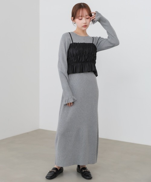 Bab（バブ）の「【選べるサイズ展開】ビスチェSETニットワンピース（ワンピース・レディース・杢グレー/ブラック/アイボリー・MEDIUM/SMALL）」の12枚目の写真