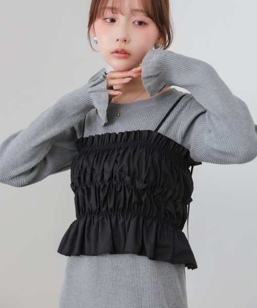 Bab（バブ）の「【選べるサイズ展開】ビスチェSETニットワンピース（ワンピース・レディース・杢グレー/ブラック/アイボリー・MEDIUM/SMALL）」の15枚目の写真