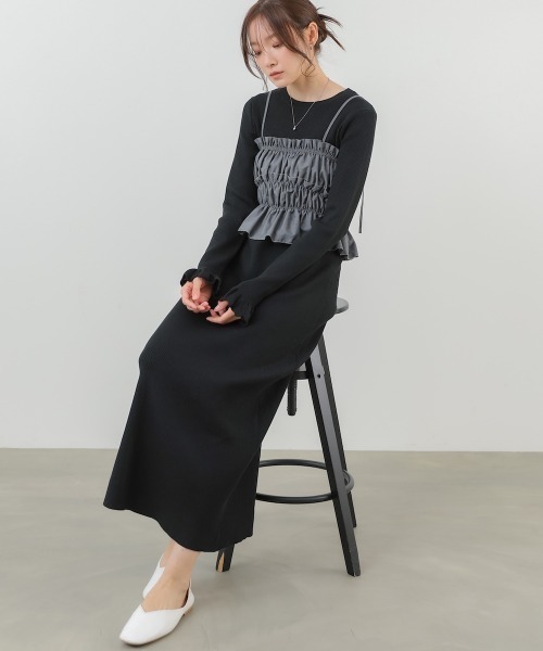 Bab（バブ）の「【選べるサイズ展開】ビスチェSETニットワンピース（ワンピース・レディース・杢グレー/ブラック/アイボリー・MEDIUM/SMALL）」の16枚目の写真