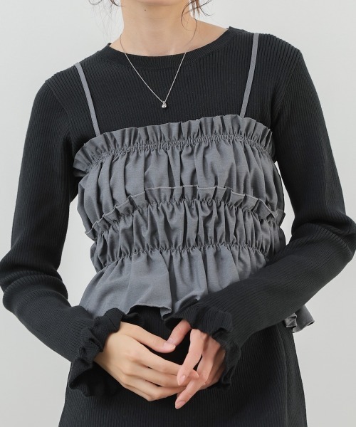 Bab（バブ）の「【選べるサイズ展開】ビスチェSETニットワンピース（ワンピース・レディース・杢グレー/ブラック/アイボリー・MEDIUM/SMALL）」の18枚目の写真