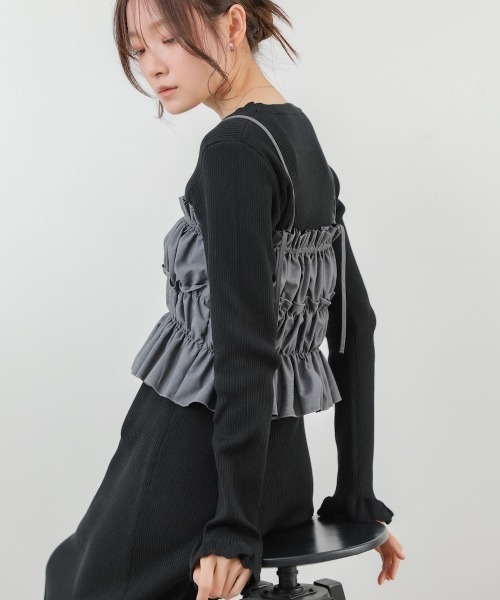 Bab（バブ）の「【選べるサイズ展開】ビスチェSETニットワンピース（ワンピース・レディース・杢グレー/ブラック/アイボリー・MEDIUM/SMALL）」の19枚目の写真