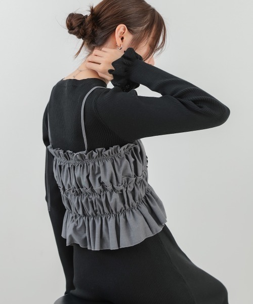 Bab（バブ）の「【選べるサイズ展開】ビスチェSETニットワンピース（ワンピース・レディース・杢グレー/ブラック/アイボリー・MEDIUM/SMALL）」の21枚目の写真