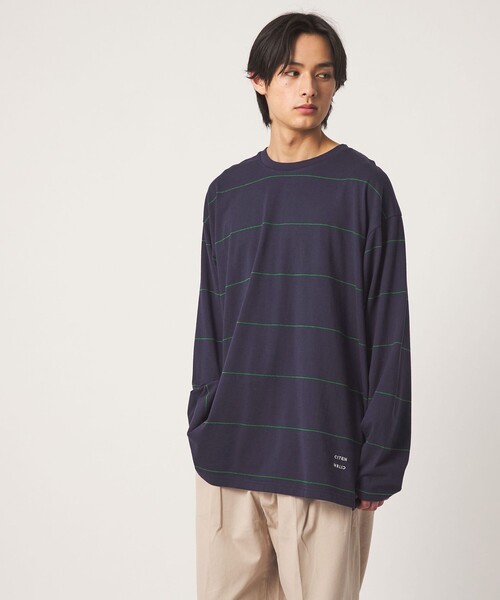 CITEN(シテン)の「<CITEN>ピンボーダーロンT(Tシャツ/カットソー・メンズ・ネイビー/ブラック/ホワイト・L/M)」の1枚目の写真