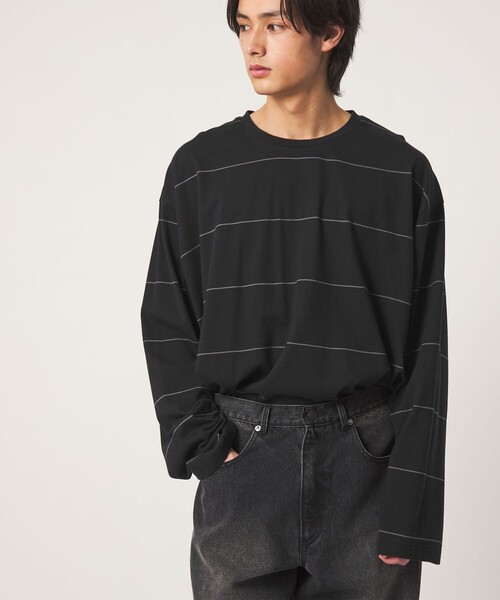 CITEN(シテン)の「<CITEN>ピンボーダーロンT(Tシャツ/カットソー・メンズ・ネイビー/ブラック/ホワイト・L/M)」の3枚目の写真
