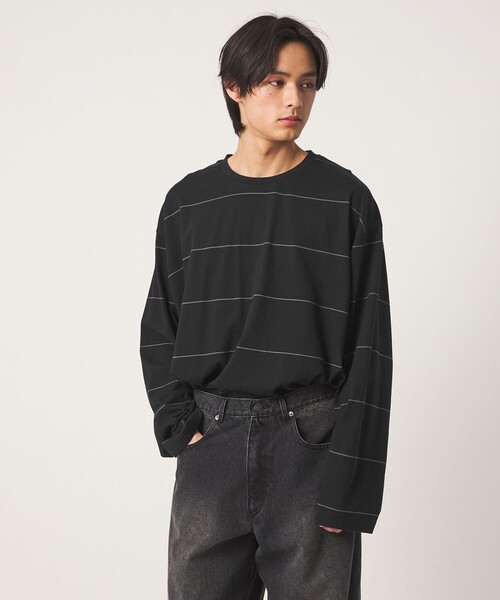 CITEN(シテン)の「<CITEN>ピンボーダーロンT(Tシャツ/カットソー・メンズ・ネイビー/ブラック/ホワイト・L/M)」の6枚目の写真