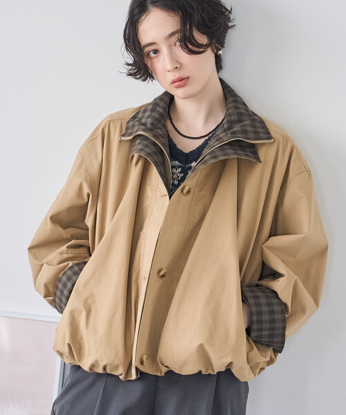 FREAK'S STORE(フリークスストア)の「配色 ダブル襟ブルゾン/レイヤードカラーブルゾン(ブルゾン・レディース・オフホワイト/ブラック/ベージュ・フリ-)」の5枚目の写真