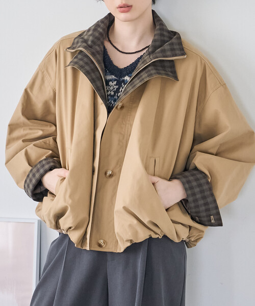 FREAK'S STORE(フリークスストア)の「配色 ダブル襟ブルゾン/レイヤードカラーブルゾン(ブルゾン・レディース・オフホワイト/ブラック/ベージュ・フリ-)」の8枚目の写真