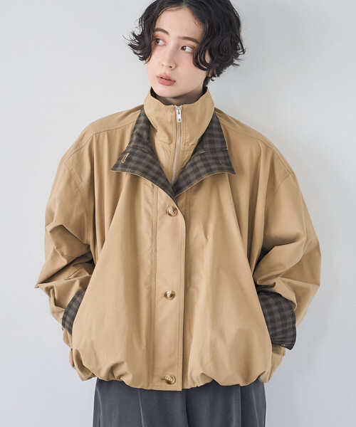 FREAK'S STORE(フリークスストア)の「配色 ダブル襟ブルゾン/レイヤードカラーブルゾン(ブルゾン・レディース・オフホワイト/ブラック/ベージュ・フリ-)」の9枚目の写真