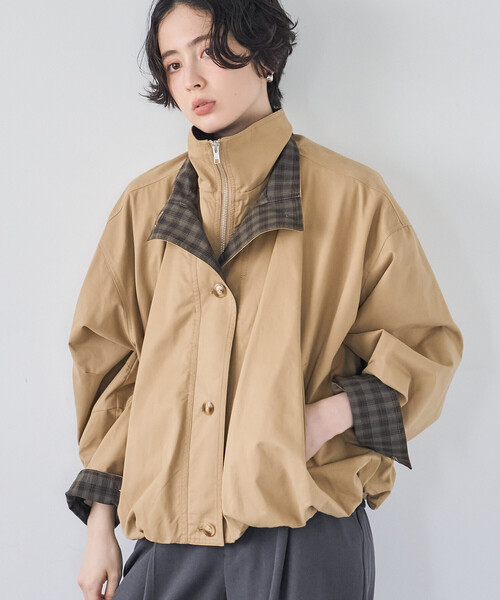 FREAK'S STORE(フリークスストア)の「配色 ダブル襟ブルゾン/レイヤードカラーブルゾン(ブルゾン・レディース・オフホワイト/ブラック/ベージュ・フリ-)」の10枚目の写真