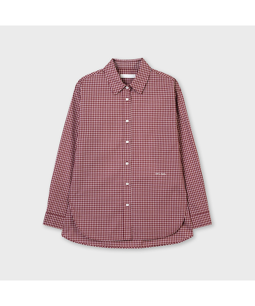 PLAC WOMEN(プレイス・ウィメン)の「カーブヘムシャツバーガンディ(チェック)(シャツ/ブラウス・レディース・バーガンディー・O/S)」の1枚目の写真