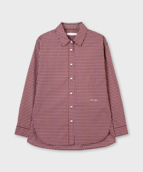 PLAC WOMEN(プレイス・ウィメン)の「カーブヘムシャツバーガンディ(チェック)(シャツ/ブラウス・レディース・バーガンディー・O/S)」の4枚目の写真