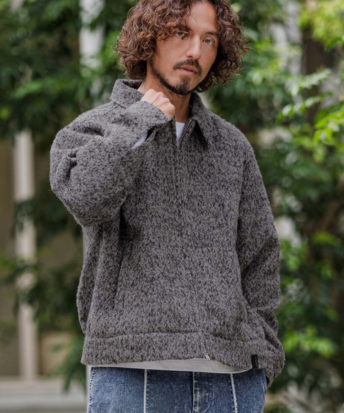 CAMBIO(カンビオ)の「mj11891-Melange Shaggy Wool Work Jacket ワークジャケット(PF-262-021)(その他アウター・メンズ・カーキ/グレー・L/M)」の3枚目の写真