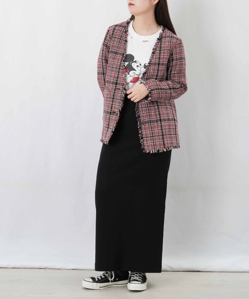 LUCA/LADY LUCK LUCA(ルカ/レディラックルカ)の「LC/LLL ツイードジャケット(ノーカラージャケット・レディース・レッド/ブラック・FREE)」の4枚目の写真