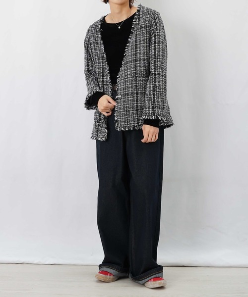LUCA/LADY LUCK LUCA(ルカ/レディラックルカ)の「LC/LLL ツイードジャケット(ノーカラージャケット・レディース・レッド/ブラック・FREE)」の13枚目の写真