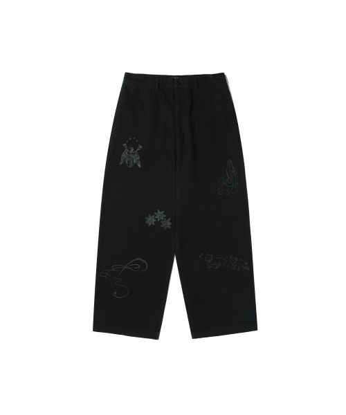 NICE GHOST CLUB(ナイスゴーストクラブ)の「DOODLE COTTON WASHED PANTS_BLACK(NG2GFUPA10A)(その他パンツ・レディース・ブラック・MEDIUM/LARGE/SMALL)」の1枚目の写真
