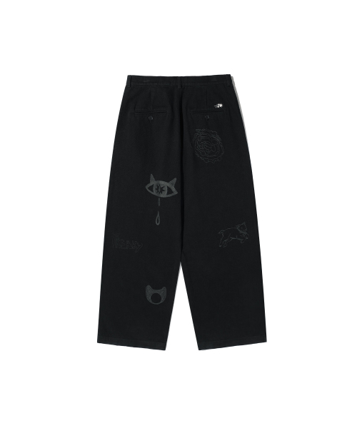 NICE GHOST CLUB(ナイスゴーストクラブ)の「DOODLE COTTON WASHED PANTS_BLACK(NG2GFUPA10A)(その他パンツ・レディース・ブラック・MEDIUM/LARGE/SMALL)」の2枚目の写真